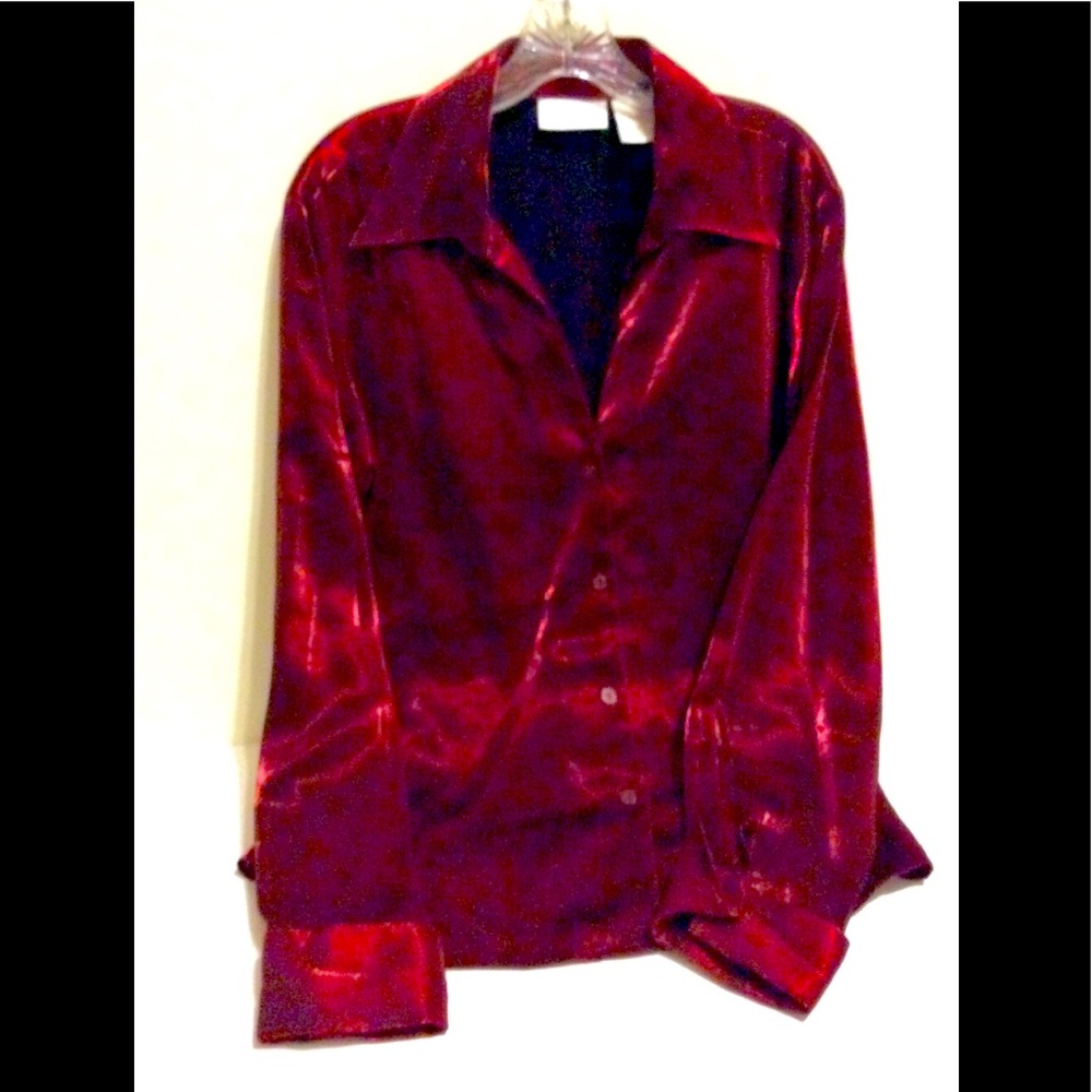 Vintage Christie & Jill Shiny maroon Blouse Sz 18W